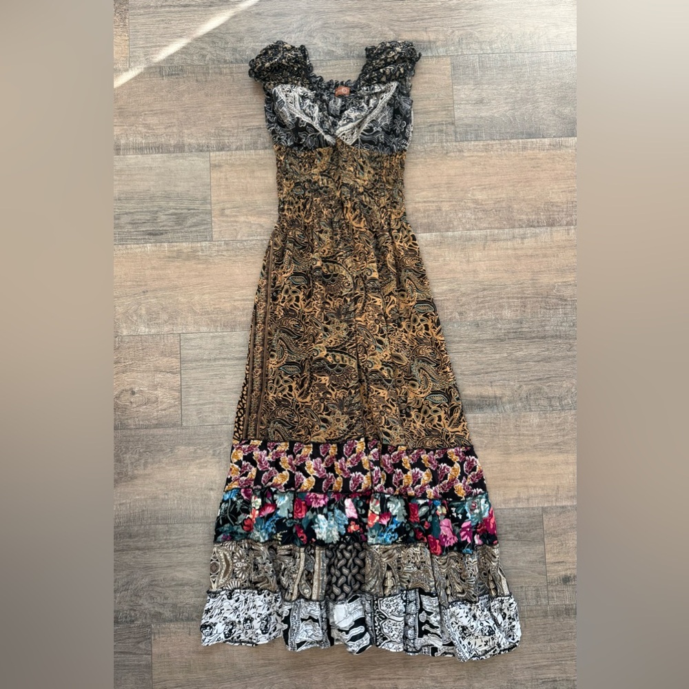 ✨ BOHO TRIBE Mixed Print Tiered Maxi Dress ✨
